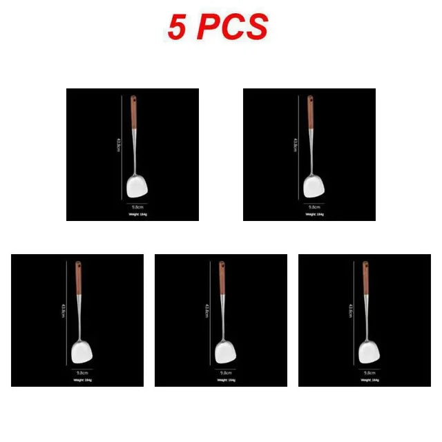 1. Wok Spatula Iron
2. Ladle Tool Set
3. Spatula for Stainless Steel
4. Cooking Equipment
5. Kitchen Accessories