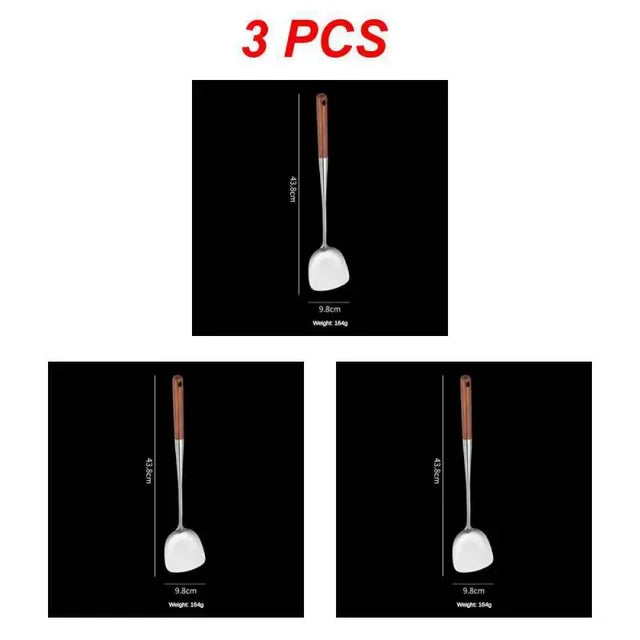 1. Wok Spatula Iron
2. Ladle Tool Set
3. Stainless Steel Cooking Equpment
4. Kitchen Accessories
