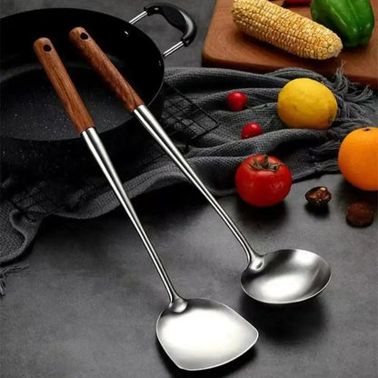 1. Wok Spatula Iron
2. Ladle Tool Set
3. Stainless Steel Cooking Utensil
4. Kitchen Accessories 
5. Kitchen Equipment