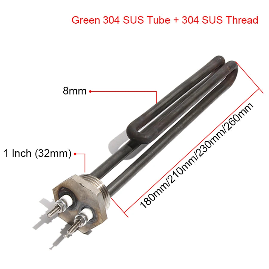 1 Inch BSP/DN25 Thread Solar Water Heating Element 110V/220V/380V 1KW/2KW/3KW/4KW with Green Oil Handling
