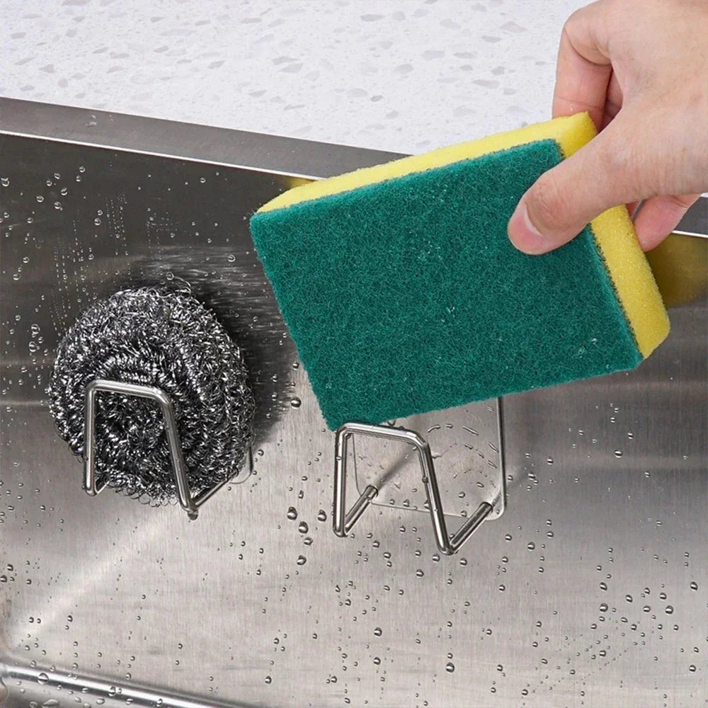 Stainless Steel Sink Sponge Holder Self-Adhesive Kitchen Organizer