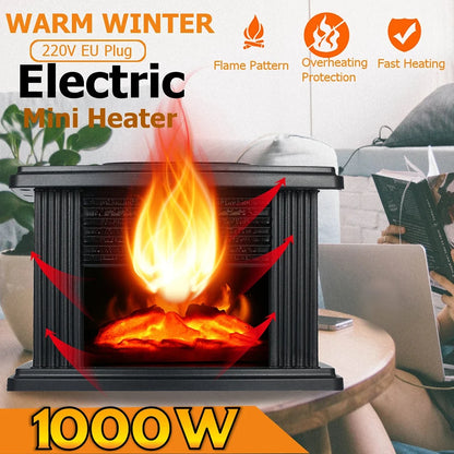 1000W Electric Fireplace Heater
Portable Stove Heater
Desktop Flame Air Warmer Fan
Living Bedroom Winter Heater
