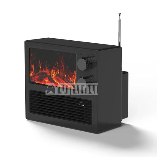 1000W Portable Flame Heater 3D Dynamic Flame Electric Fireplace Heater Potable Desktop Heater Fan.