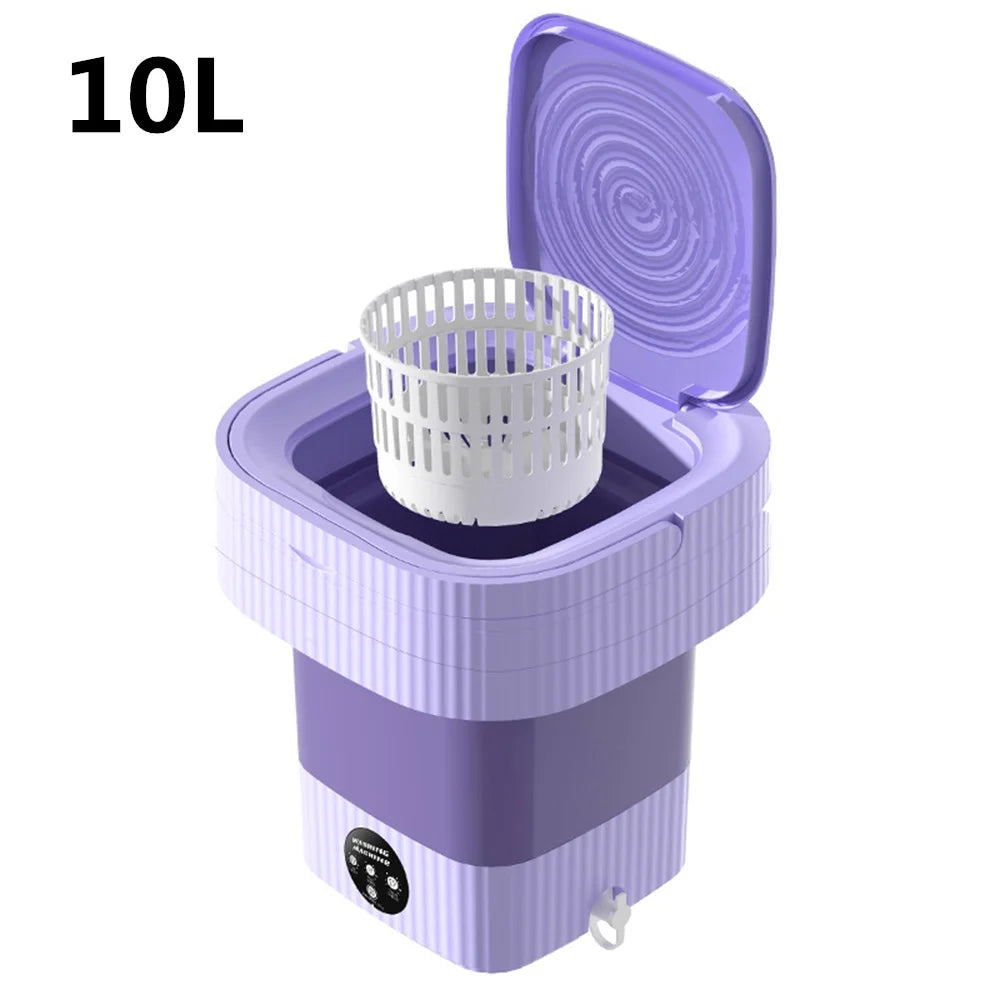 10L Mini Folding Portable Washing Machine with Centrifuge Dryer