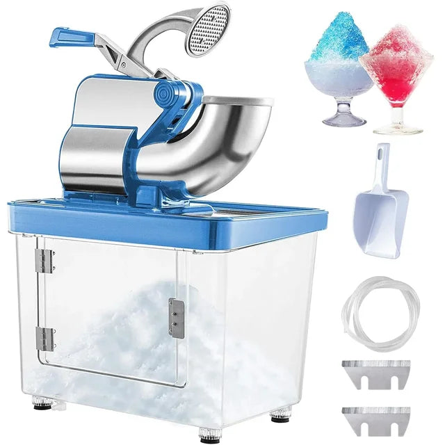 110V Commercial Ice Crusher 440LBS/H
ETL Approved 300W Electric Snow Cone Machine with Dual Blades