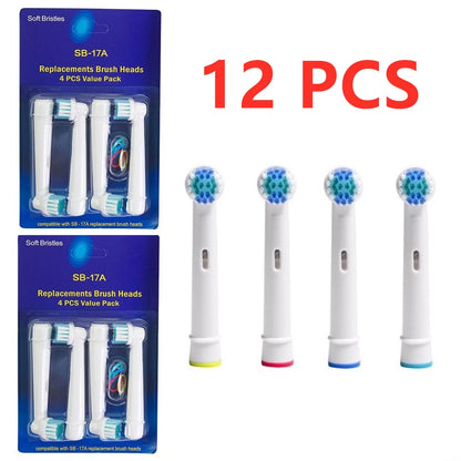 12Pcs Replacement Brush Heads For Oral B Rotation Type Electric Toothbrush Replacement heads/ Pro Health/Triumph/ Advance Power.