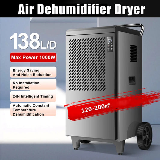 Industrial Commercial Dehumidifier
Intelligent Efficient Dehumidification 
Multi-protection Air Dryer
1-12H Timing.
