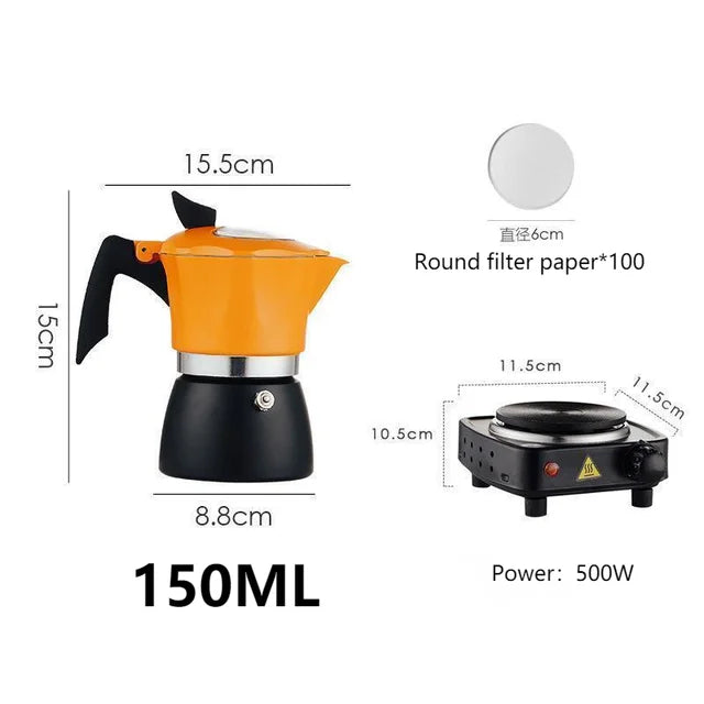 150ML 300ML Mocha Pot Italian Extraction Hand Brew Coffee Pot Set
Outdoor Pot Home Coffee Machine With Electric Furnace