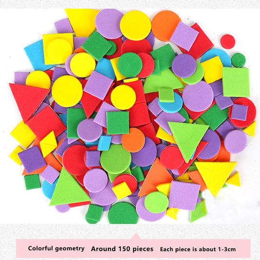 Children Sticker Toys Foam DIY Geometric Kids Stickers Education Self Adhesive Craft Pasters Color Random