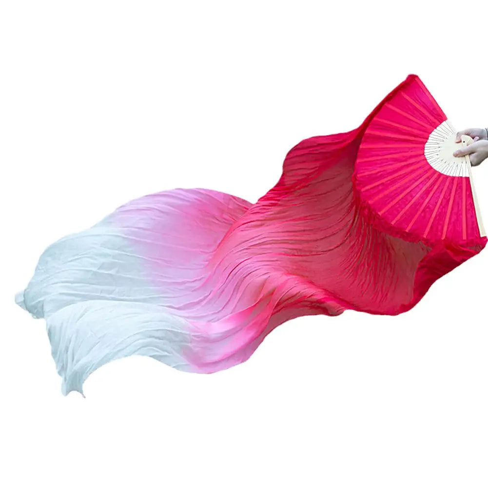 Gradient Color Belly Dancing Fan 150cm Length Imitation Silk Props