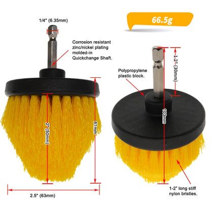 Electric Brush Attachment Set Drill Power Scrubber 2.5 Inch For Car Polisher Bathroom Kitchen Automotive Detail Cleaning