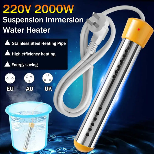 2000W Floating Electric Heater Boiler Water Heating Element Portable Immersion Suspension EU/UK Plug