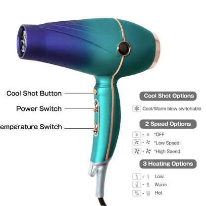 2000W Professional Salon Hair Dryer with Diffuser Nozzle