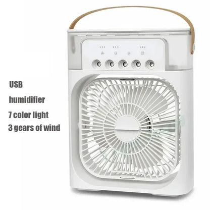 Portable Fan Air Conditioner USB Electric Fan LED Night Light Water Mist Fun 3 In 1 Air Humidifier