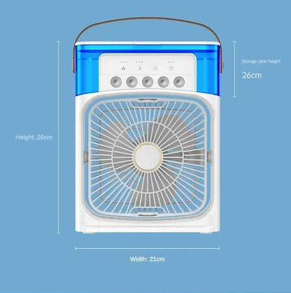 Portable Fan Air Conditioner USB Electric Fan LED Night Light 3 in 1 Air Humidifier