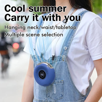 2024 Cute Portable Air Conditioner Mini Fan Portable Fan Pocket Air Cooler Wearable Neck Fan LED Digital Display Screen