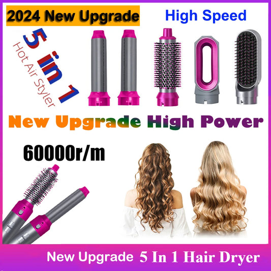 Upgrade 5 in 1 Hair Dryer 60000rpm High Speed Hot Air Brush
Hair Styler Tools for Dyson Airwrap with Curling Barrel