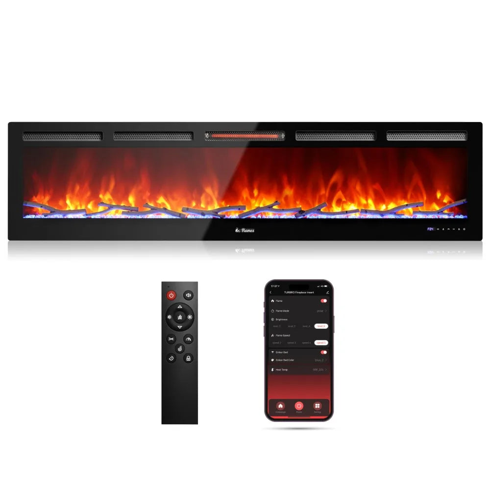 2024 TURBRO 72" Smart WiFi Infrared Electric Fireplace
1500W Quartz Heater
Recessed or Wall Mounted
Adjustable Flame Effects