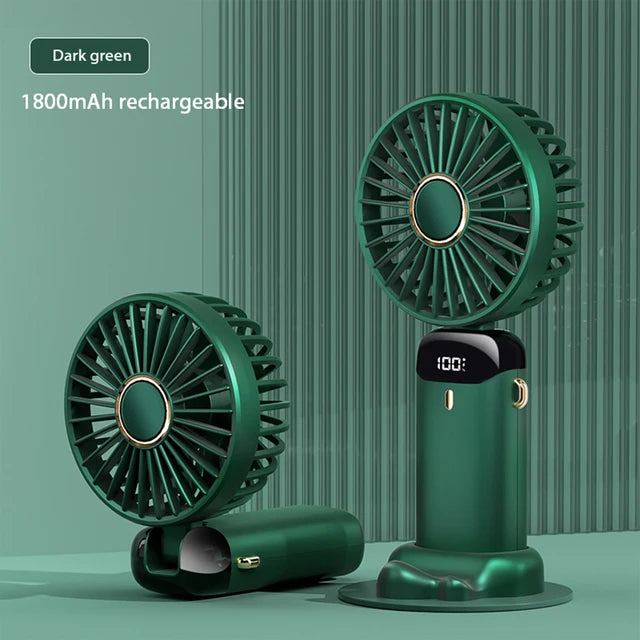 2024 Top Selling 5000mAh Rechargeable Handheld Portable Fan Air Cooler 90Â° Foldable Air Conditioner Fan with LED Digital Display.