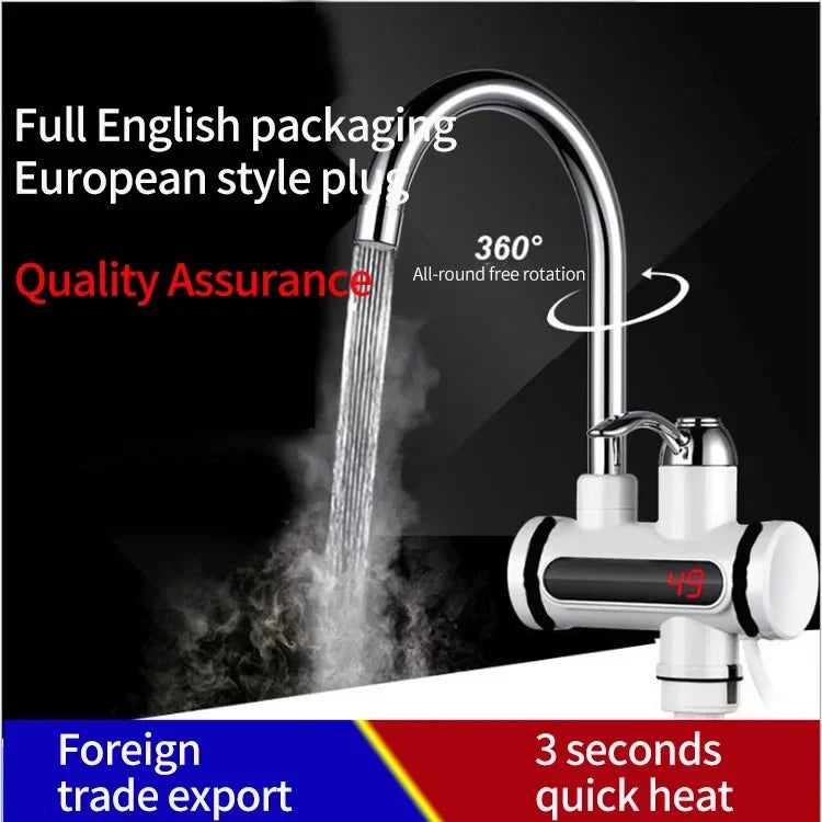 220V 3000W Electric Faucet Instantaneous Kitchen Instant Hot Water Heater Stainless Steel Electric Heating Faucet
