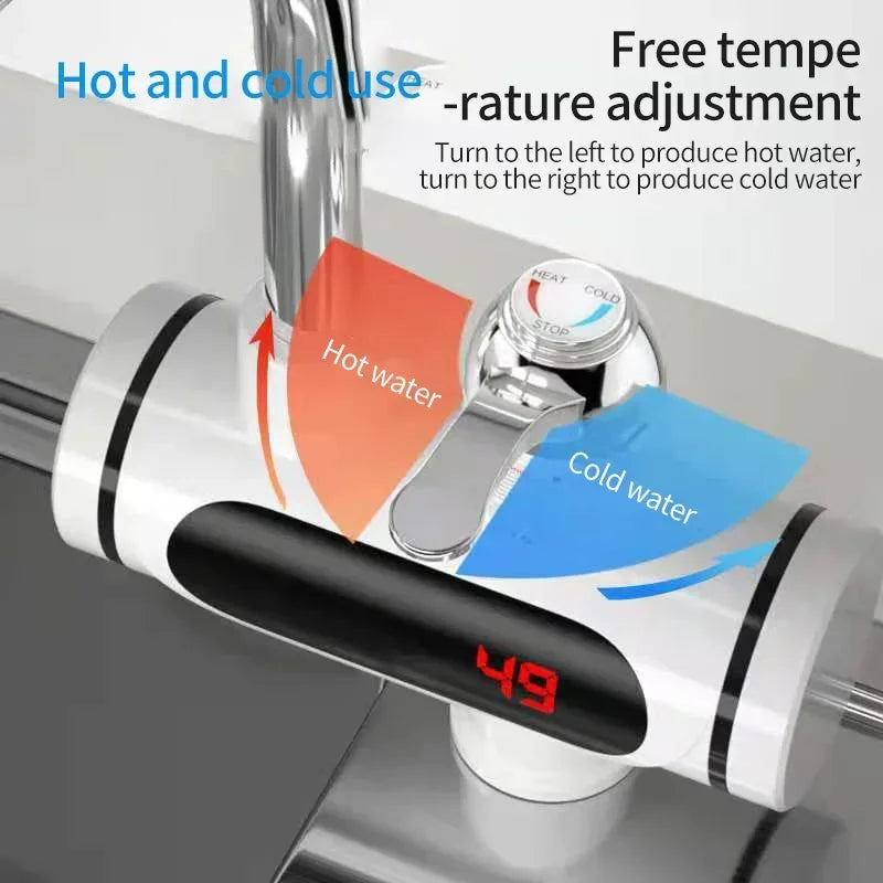 220V 3000W Electric Faucet Instantaneous Kitchen Instant Hot Water Heater Stainless Steel Electric Heating Faucet