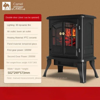 220V Camel Graphene 3D Flame Mountain Electric Fireplace Heater