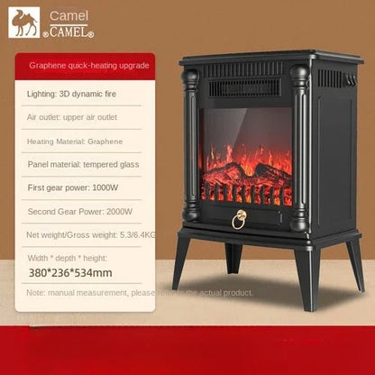 220V Camel Graphene 3D Flame Mountain Electric Fireplace Heater