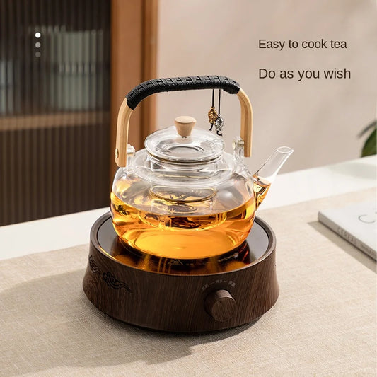 Electric Stove With Glass Tea Pot Steam Dessert Stove Water Kettle Induction Cooker