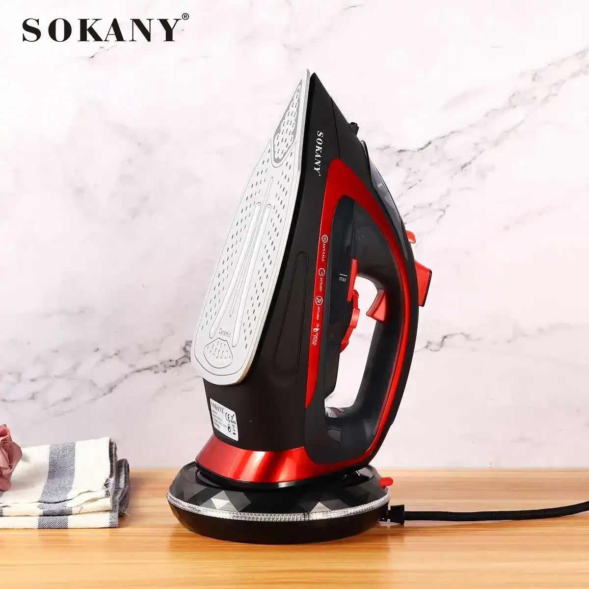 Electric Steam Iron with Cordless Charging and 5 Speed Adjustment