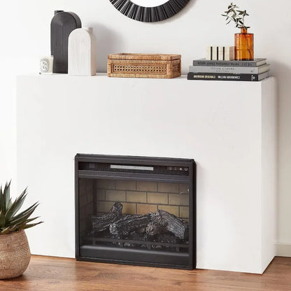 Electric Infrared Fireplace Insert with Remote Control - Black