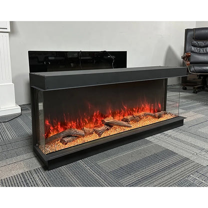 3 Sided Electric Fireplace 15kw Heater LED Flame 7 Colors 40-100 inch