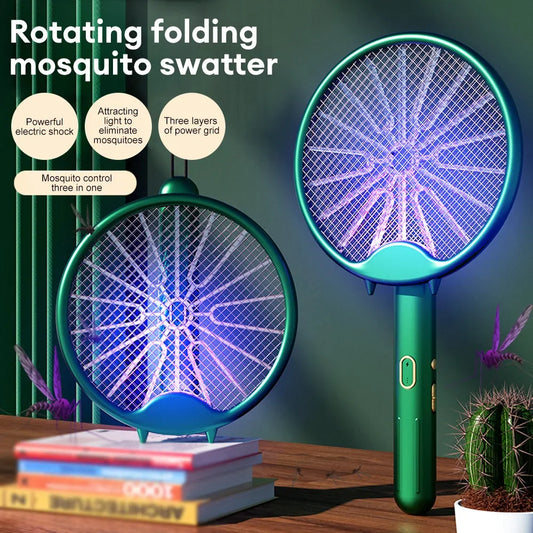 Electric Mosquito Racket Mosquito Killer Lamp USB Rechargeable Foldable Mosquito Repellent Lamp Swatter Fly Swatter