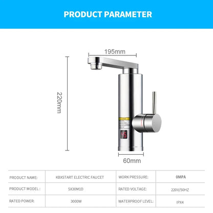 Electric Water Heater Tap Instant Hot Water Faucet Heater - 3000W
