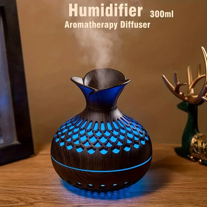 Wooden Vase Humidifier Aromatherapy Oil Diffuser