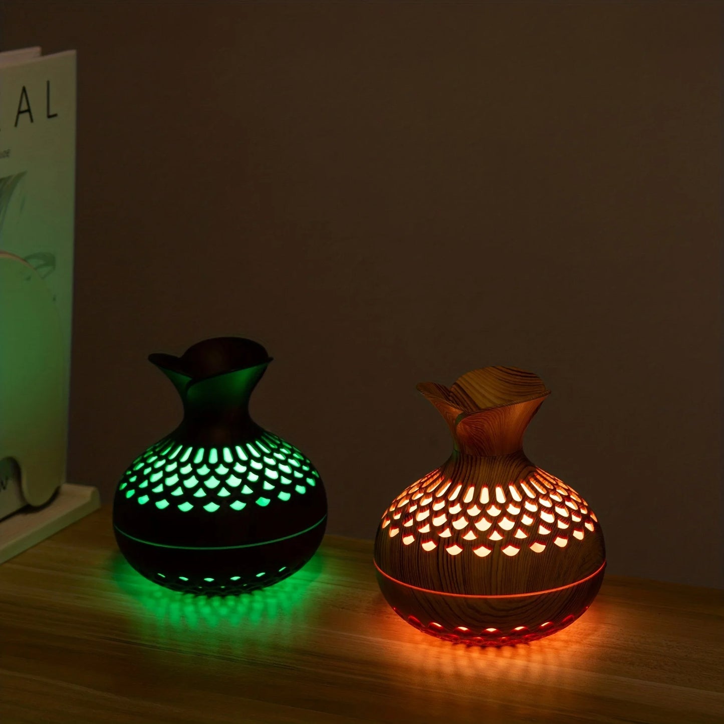 Wooden Vase Humidifier Aromatherapy Oil Diffuser