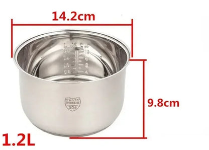 304 Stainless Steel Rice Cooker Inner Container (Non Stick Cooking Pot) - Replacement Accessory - Kitchen Food Rice Cooker Liner