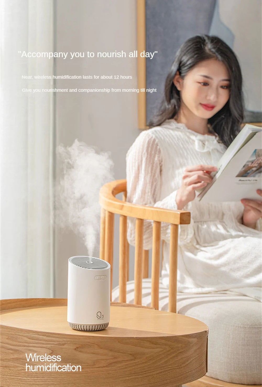 Wireless Air Humidifier With 2000mAh Battery Cool Mist Ultrasonic Electric Essential Oil Diffusers Aromatherapy Diffuser