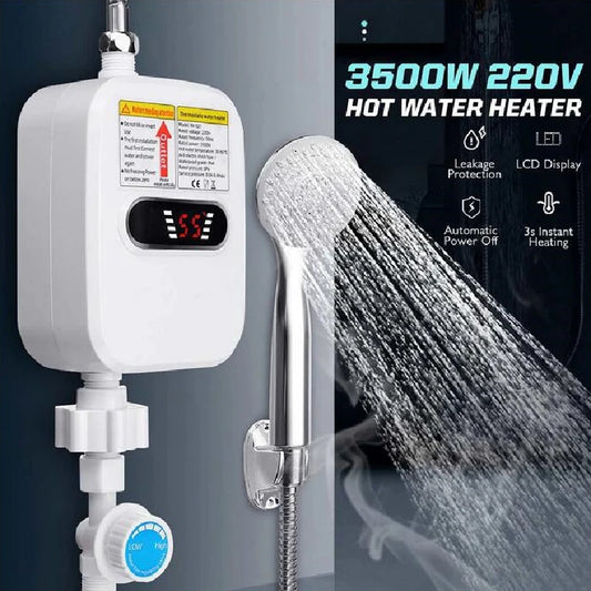 3500W Instant Water Heater Shower 3S Heating Bathroom Kitchen Tankless Electric Water Heater Temperature Display