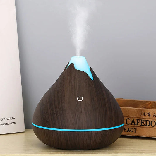 Essential Oil Diffuser Ultrasonic Air Humidifier Wood Grain 7 Color LED Light