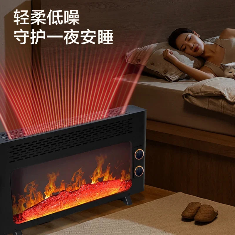 3D Simulated Flame Fireplace Constant Temperature Home Heater Whole House Heating Artifact Silent Desktop Electric Heater.