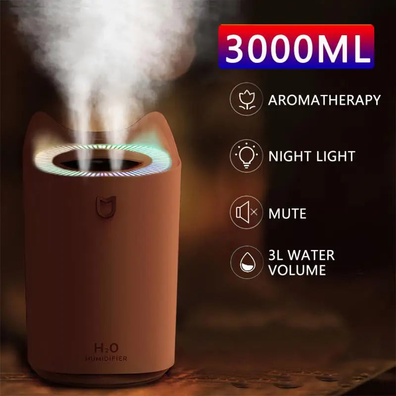 3L Double Nozzle Air Humidifier With LED Light
Ultrasonic Aromatherapy Diffuser The title exceeds the character limit. Please shorten it to 70 characters or less.