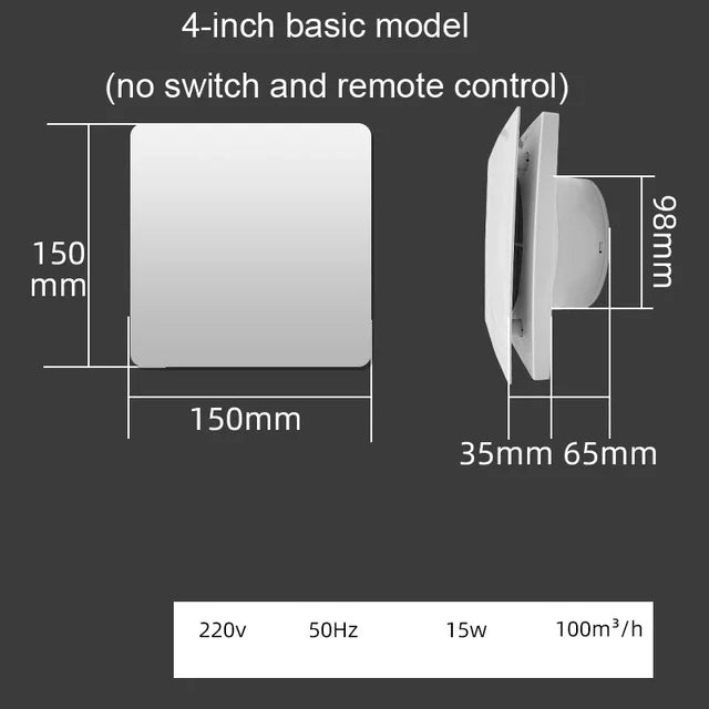 4/6 Inch High Speed Exhaust Fan Toilet Kitchen Bathroom Hanging Wall Window Ventilator Extractor