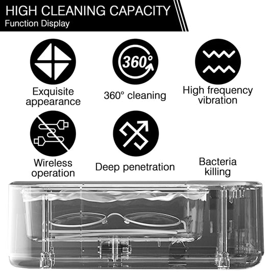45Khz Low Noise Glasses Cleaner Ultrasonic Cleaner Chargeable Version