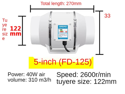 4" 220V Exhaust Fan Inline Pipe Duct Bathroom Kitchen Ventilation Ventilator
