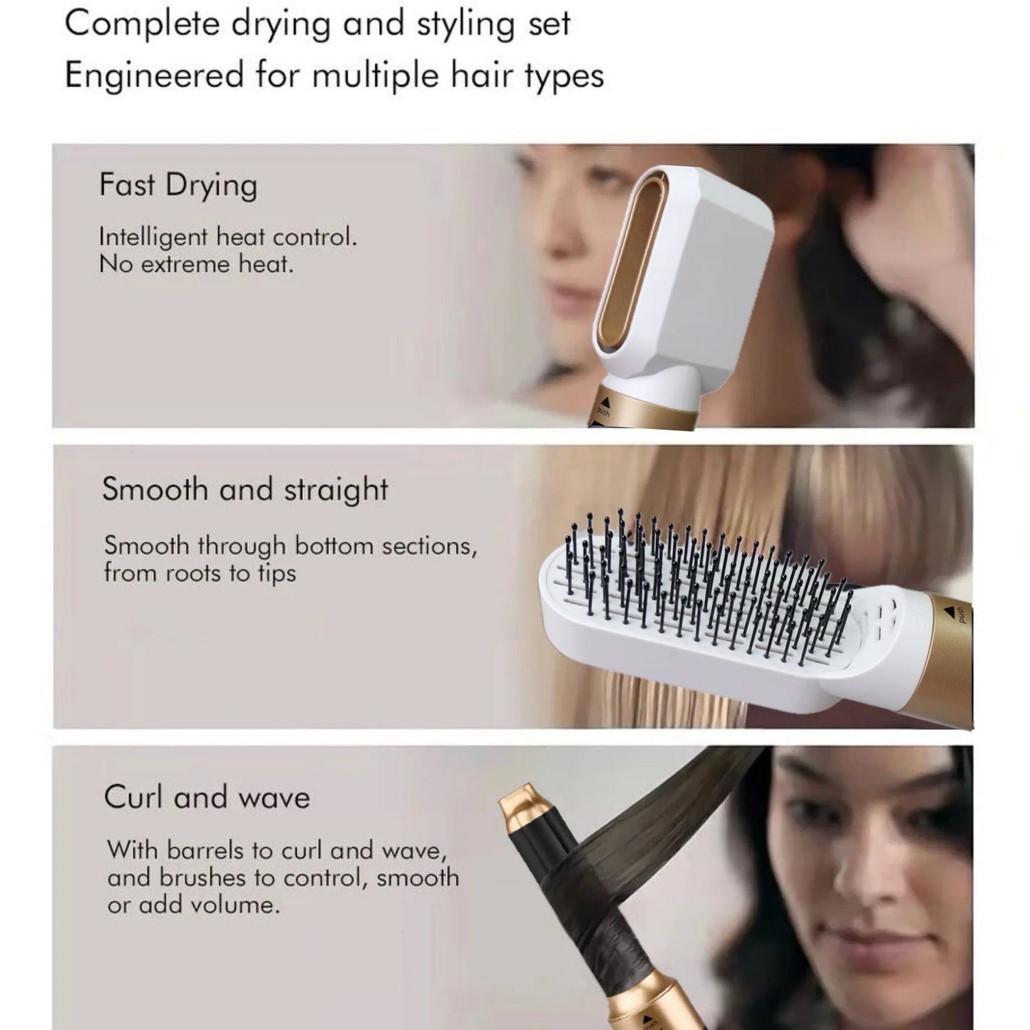 1. Hair Dryer with Curling Iron
2. Hair Straightener with Hair Brush
3. Hairdryer for Hair Dryer
4. Hair Multi Styler