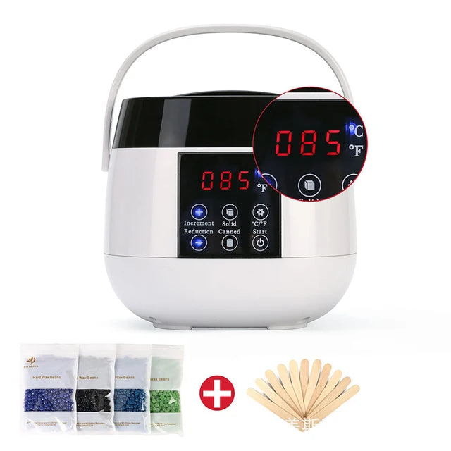 Body Hair Removal Melting Pot Touch Button Smart LCD Display Wax Heater Electric Waxing Machine With Hard Beans Kit Set.