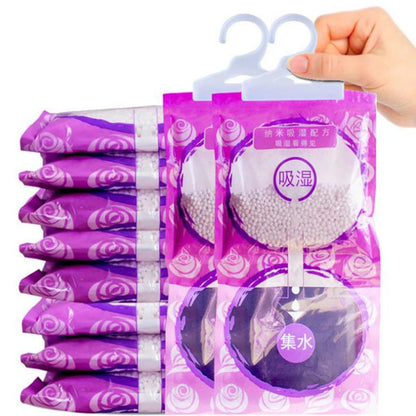 Lavender Mini Dehumidifier 500ml for Home Use Wardrobe Hangable Clothes Dryer with Desiccant Bedroom Moisture Absorber Bag