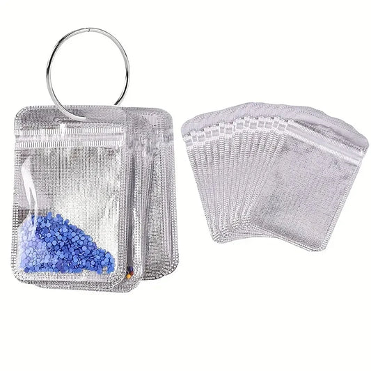50pcs/Set DIY Diamond Painting Tools Accessories Self Adhesive Bags Drills Glued Stone Storage Sealing Bag Craft Mosaic Supplies.