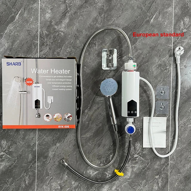 Mini Electric Instant Water Heater Tankless Home Bathroom Shower Fast Heating LCD Display