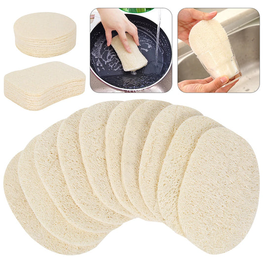 Natural Luffa Sponge Dish Washing Cloth Loofah Scrub Pad Dish Pot Scrubber Sponge Household Kitchen Clean Brushes Pad